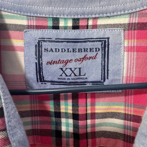 Saddlebred vintage oxford plaid shirt  mens size XXL 100%‎ cotton - Picture 3 of 4